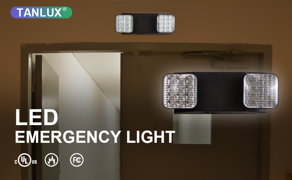 TANLUX LED Emergency Lights with Battery Backup, Two Head Adjustable