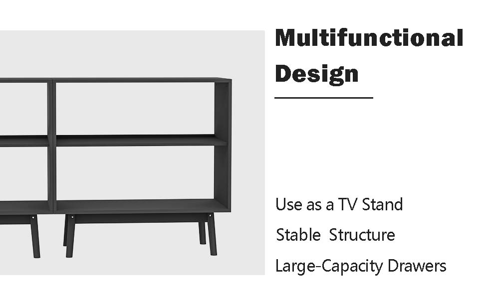 LYNSOM TV Stand for 85 Inch TV, Media Entertainment Center Console Table, 3 Rattan