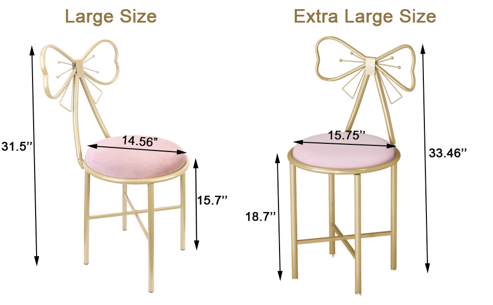 Wisfor Pack of 2 Pink Bow Vanity Chairs Makeup Bedroom