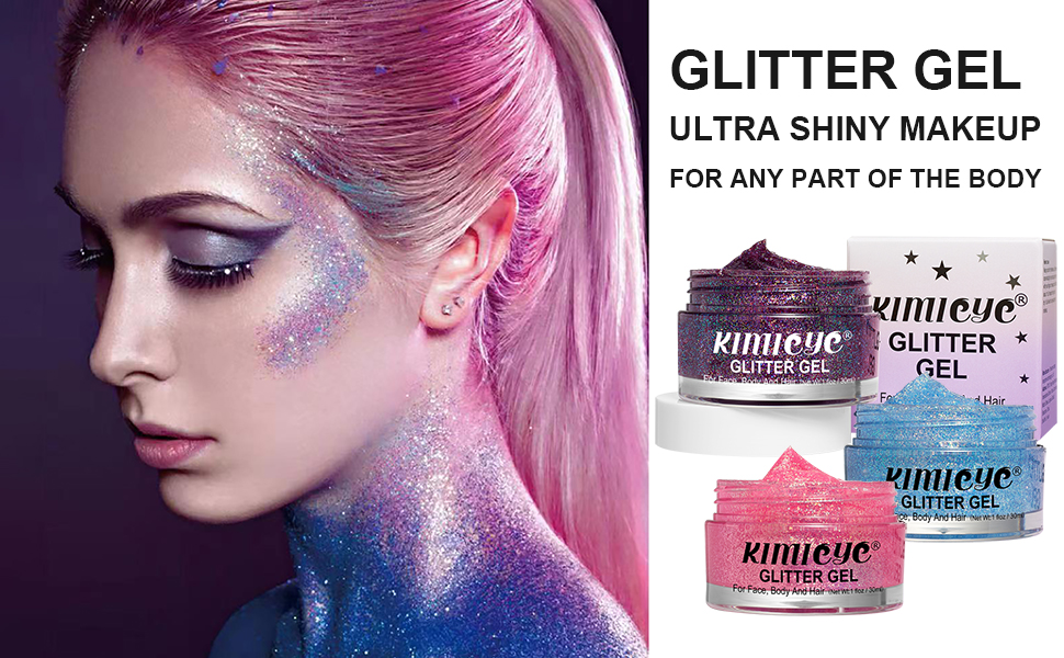 Holographic Body Glitter Gel, Ultrafine Glitter Gel Makeup for Body, Face, Hair