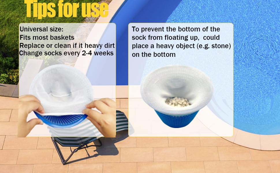 50 Pack Pool Filter Socks for Pool Skimmer, Pool Skimmer