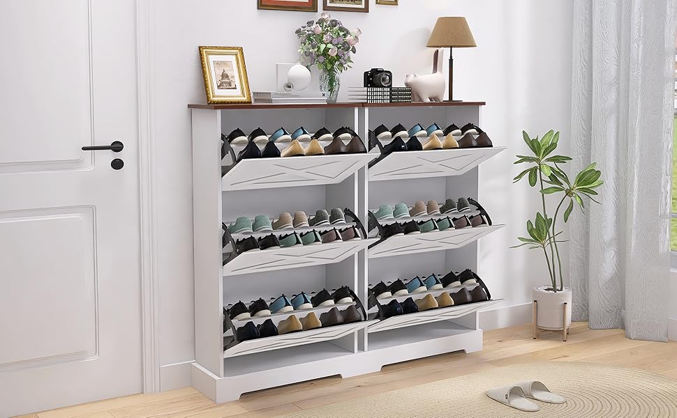 FYHBhome Shoe Storage Farmhouse Shoe Organizer