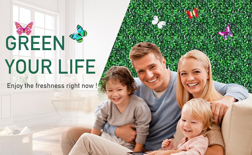 SunnySmil 12Pieces 10” X10” Artificial Grass Wall Panels