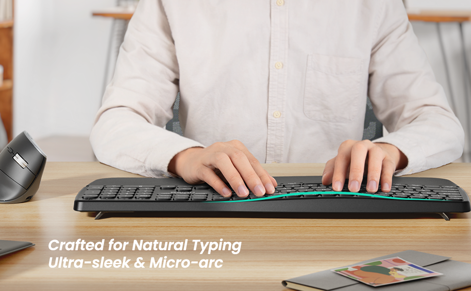 Nulea Ergonomic Wireless Keyboard, Curved Keyboard with