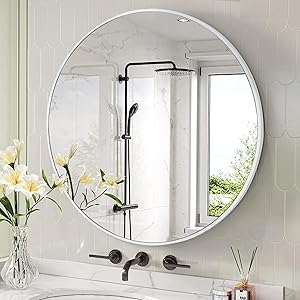 Amazon.com: DUQIMO Round Wall Mirror 24 Inch, White Framed