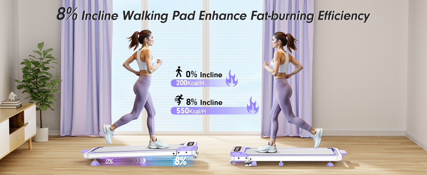 incline walking pad treadmill with handle bar for home