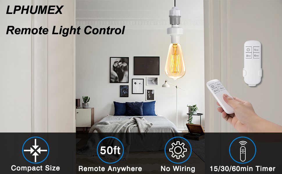 Remote Control Light Socket, 30/60mins Timing Screw in E26/E27 Bulb