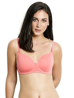 Seamless Lightly Padded  tshirt bra ditachable strap everyday bra Cotton Lycra
