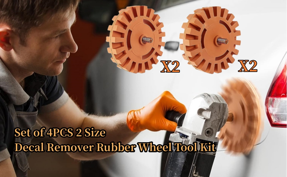 4PCS Decal Remover Eraser Wheel Tool Kit, 4inch Rubber Power Drill
