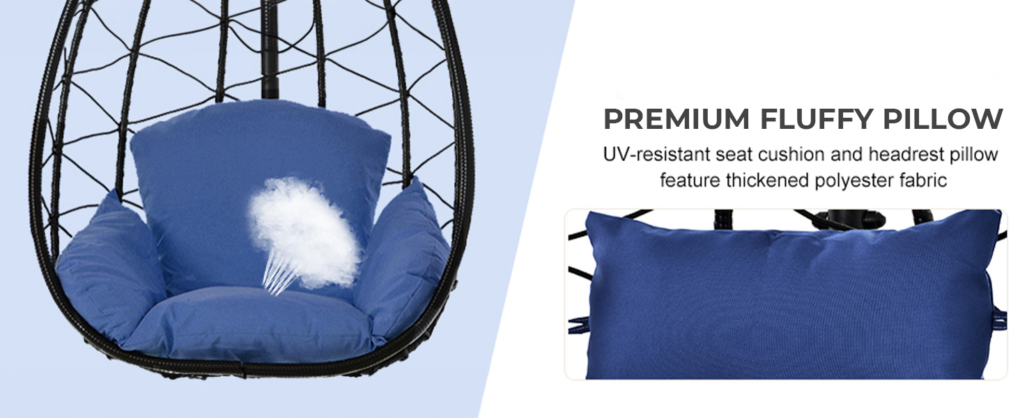 Swing Egg Chair Replacement Cushion, Foldable WaterResistant Hanging