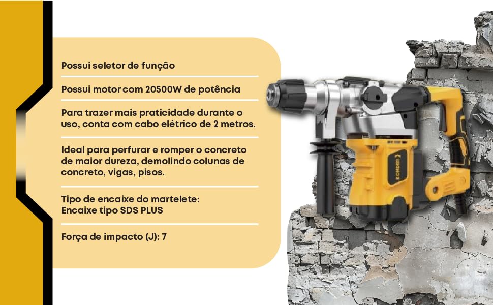Martelete Rompedor Perfurador Profissional Sds Plus 2050W Sds Plus