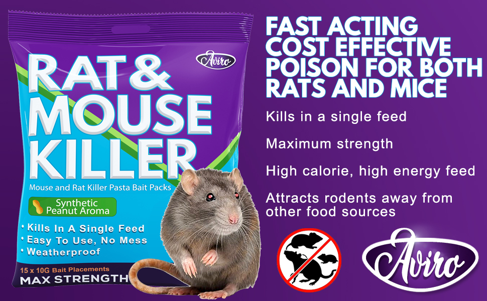Aviro Rat and Mouse Poison (150g) Maximum Strength Rat Poisoning