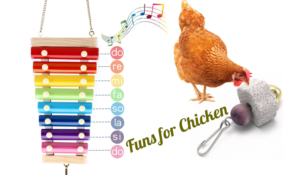 Vehomy Chicken Xylophone Toy for Hens Suspensible Wood Xylophone Toy