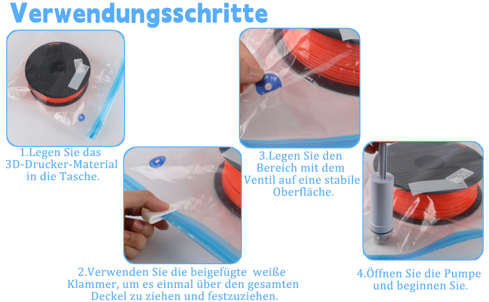 filament vakuumbeutel kit wiederverwendbar vakuum aufbewahrungsbeutel 3d drucker filament set