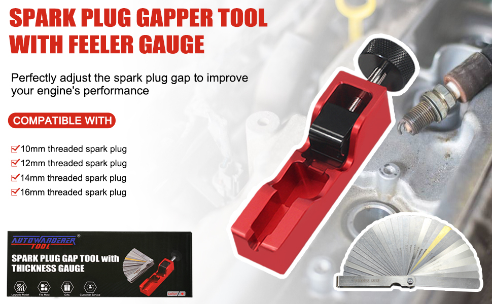 AutoWanderer Tool Universal Spark Plug Gap Tool with Feeler