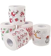 Ciieeo Merry Christmas Toilet Paper, 5 Rolls Christmas Toilet Paper Roll Santa Claus Printed Wood...