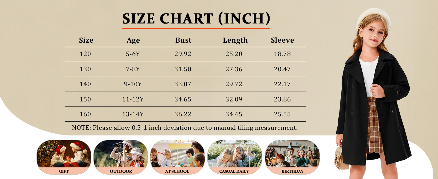 Girls Double Breasted Dress Coat