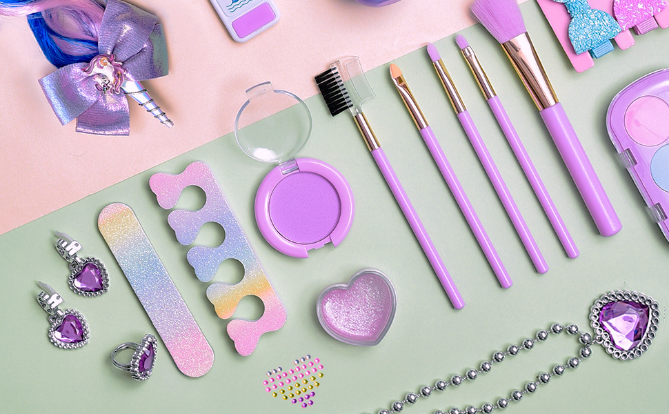 Kids Washable Makeup kit for Girls, Real Makeup Set Toddler Make up Kit with Unicorn Cosmetic Bag, Kid Play Make up Set Christmas Birthday Unicorn Gift Toys for 3 4 5 6 7 8 9 10 Year Old Girl 17 Makeup kit