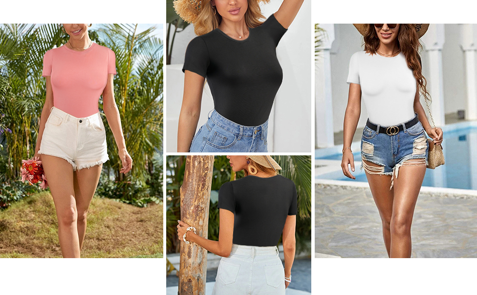 women daily bodysuit with short sleeve