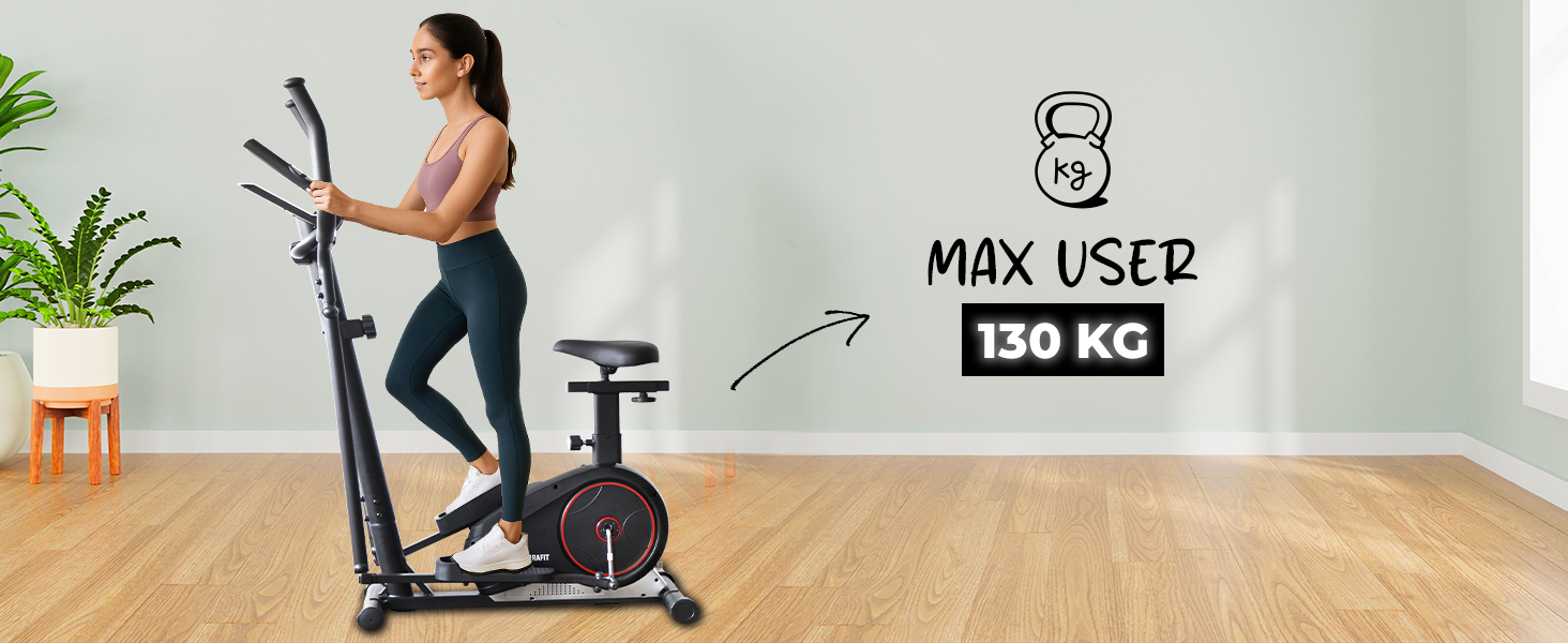 Buy Now 91-Durafit Powerstride Elliptical Cross Trainer |7 Kg 13 91-Durafit Powerstride Elliptical Cross Trainer |7 Kg Flywheel | Max User Weight 130 Kg