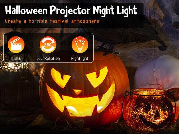 “Halloween Night”シャロ　SP 3 in 1 Halloween Projector Night Light with Skull and Jack O