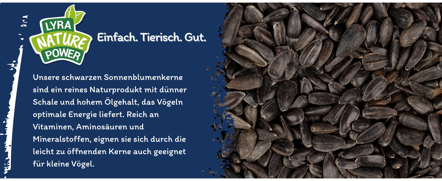 Lyra Pet Sonnenblumenkerne schwarz Wildvogelfutter Winter Vögel Vogelfutter Ganzes Jahr Streufutter