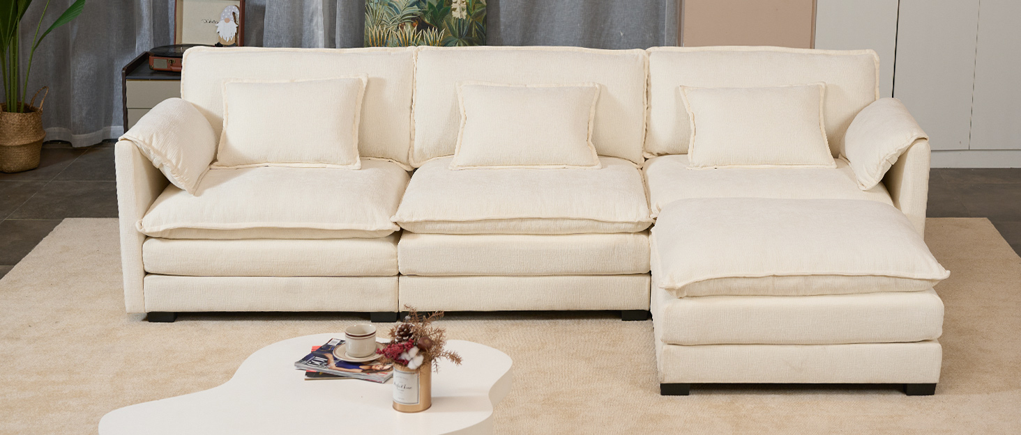 Winlice Sofá de gran tamaño, sofá modular en forma de L con