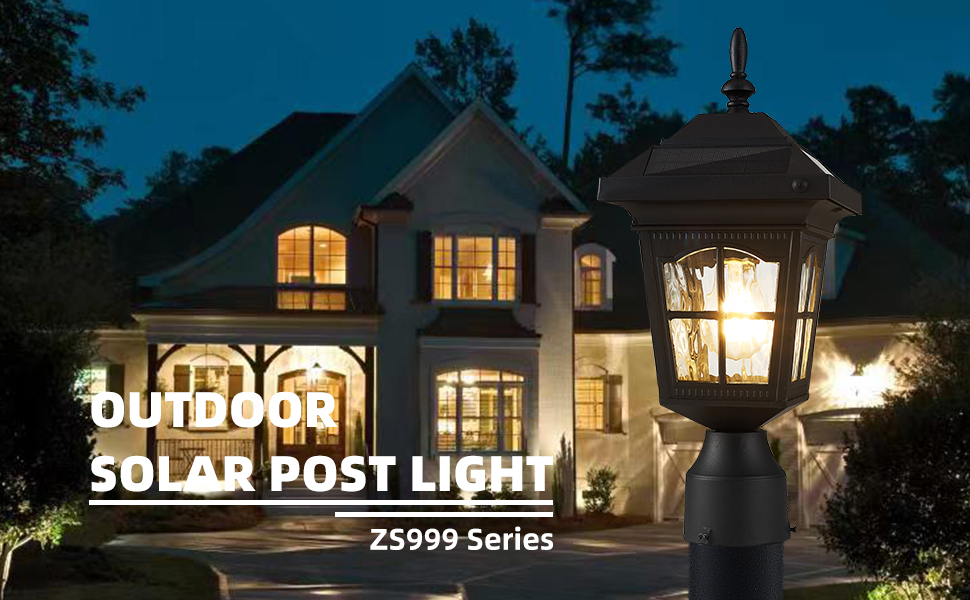 Zinnze Solar Lamp Post Light Outdoor Waterproof，Solar Outdoor Post