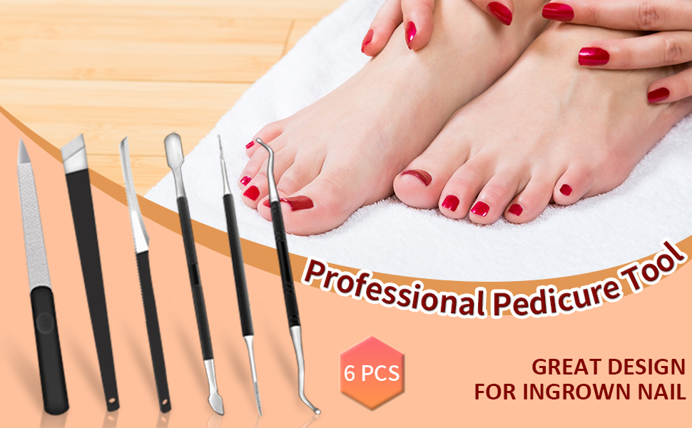 Ingrown Toenail ToolPedicure Tools, 6 Pcs Professional Ingrown Toenail
