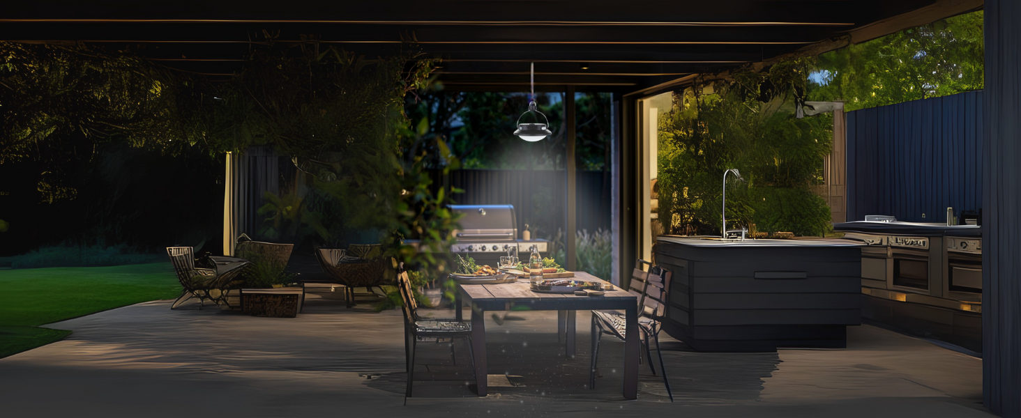 gazebo illumination with hanging light