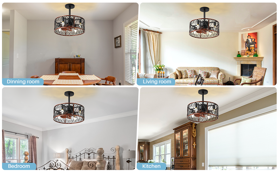 COCOSTAR Flush Mount Farmhouse Ceiling Fan with Light