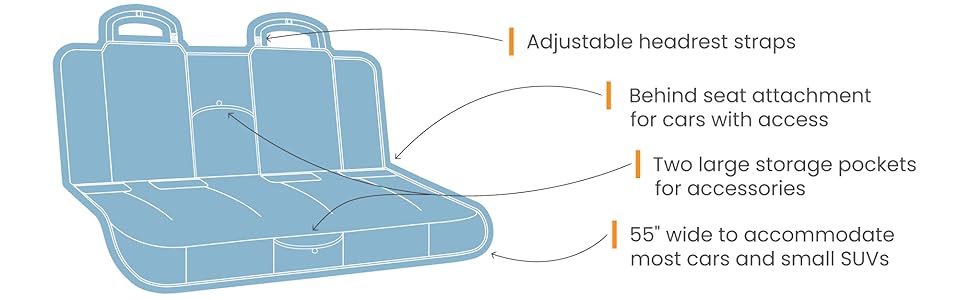 kurgo wander bench seat cover for cars, trucks, vehicles, dogs