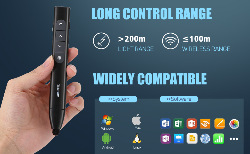 TISHOW Presentation Clickers,2.4GHz Hyperlink Clicker for Powerpoint