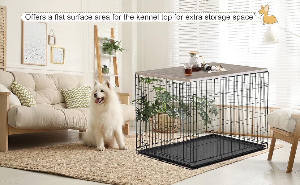 HiCaptain Dog Crate Table Topper, Durable Wood Dog Crate