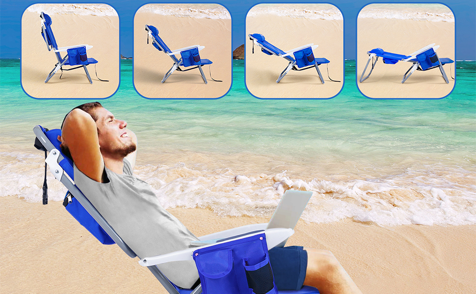 Dr.Quark Beach Chair with Backpack Straps 4Position