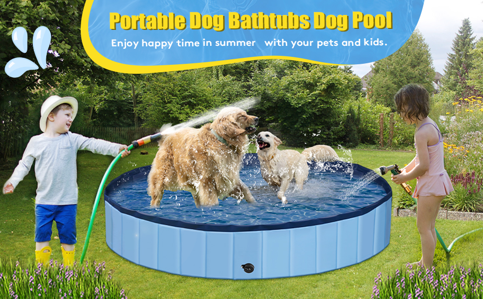 TreeGun Dog Pools, Foldable Dog Pool for Large Dog, Hard