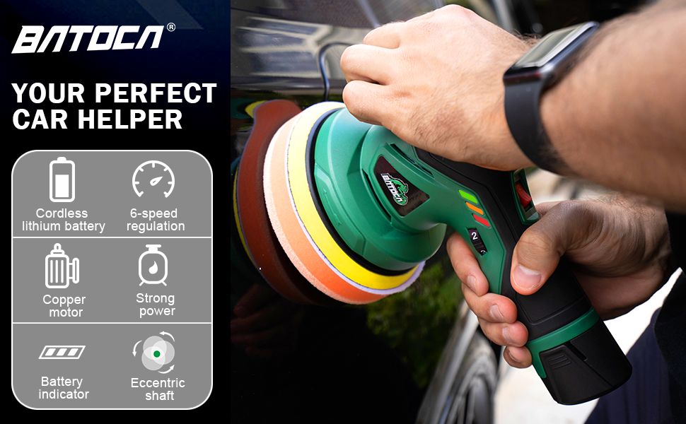 BATOCA Cordless Car Polisher Dual Action Car Polisher Buffer Machine