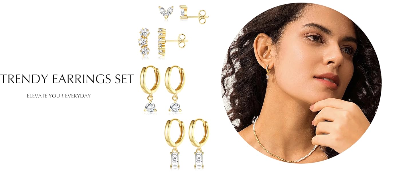 Square and round CZ HOOP dangle earrings