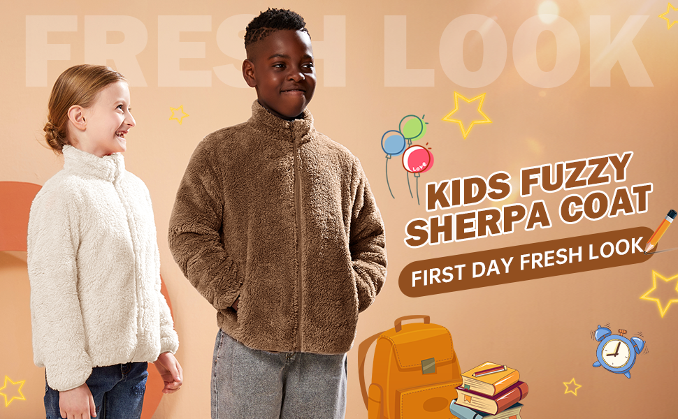 kids fuzzy sherpa coat