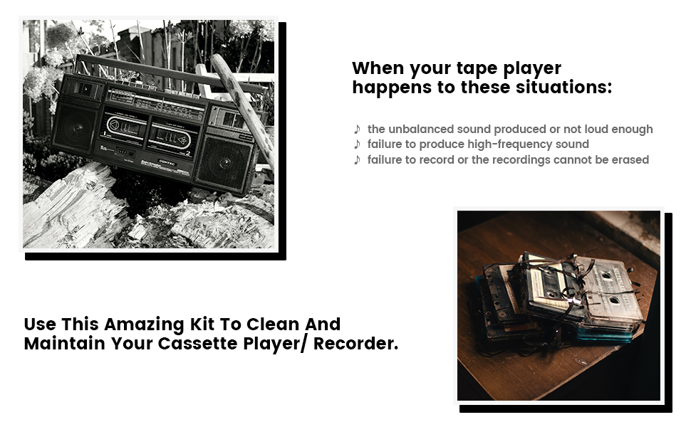 Reshow Audio Tape Cassette Head Cleaner with 2 Cleaning Fluids Care Wet