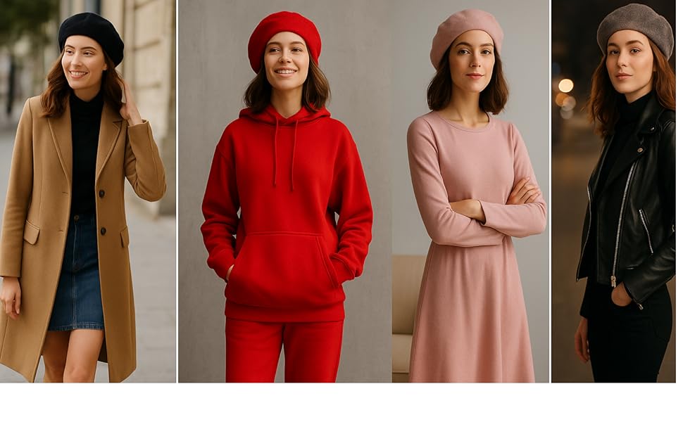 Chic solid color beret for cold weather, comfortable and versatile, ideal for daily wear