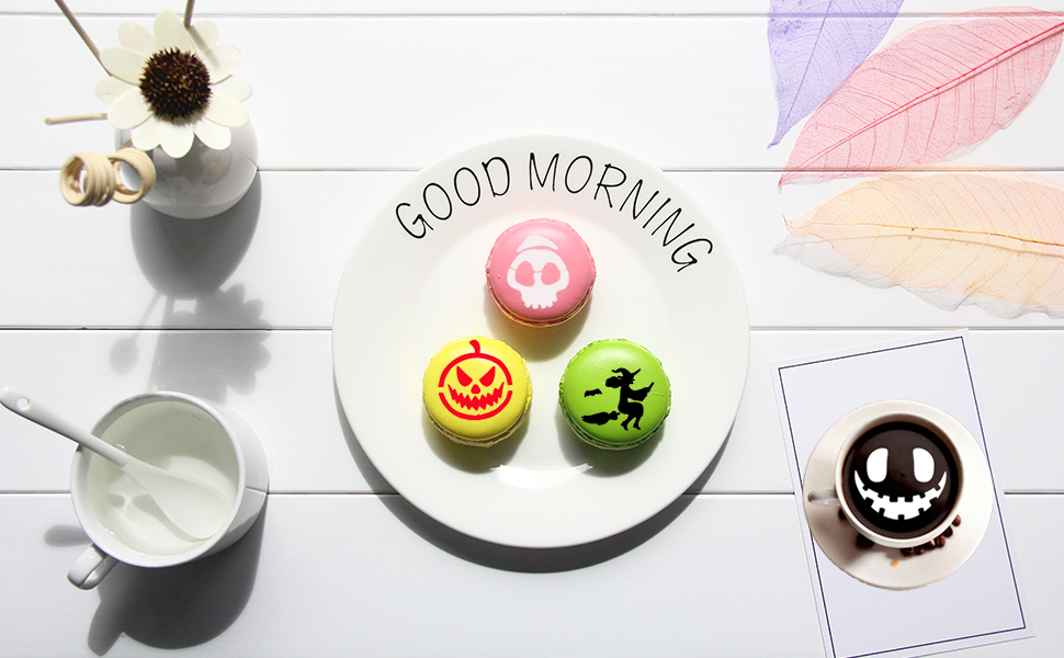 Qpout 30 PCS Halloween Coffee Stencils Cappuccino Stencils, Halloween