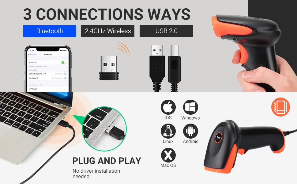 Lettore Di Codici A Barre Tera 1D/2D/QR - Scanner USB Plug & Play, Con Protezione Antiurto