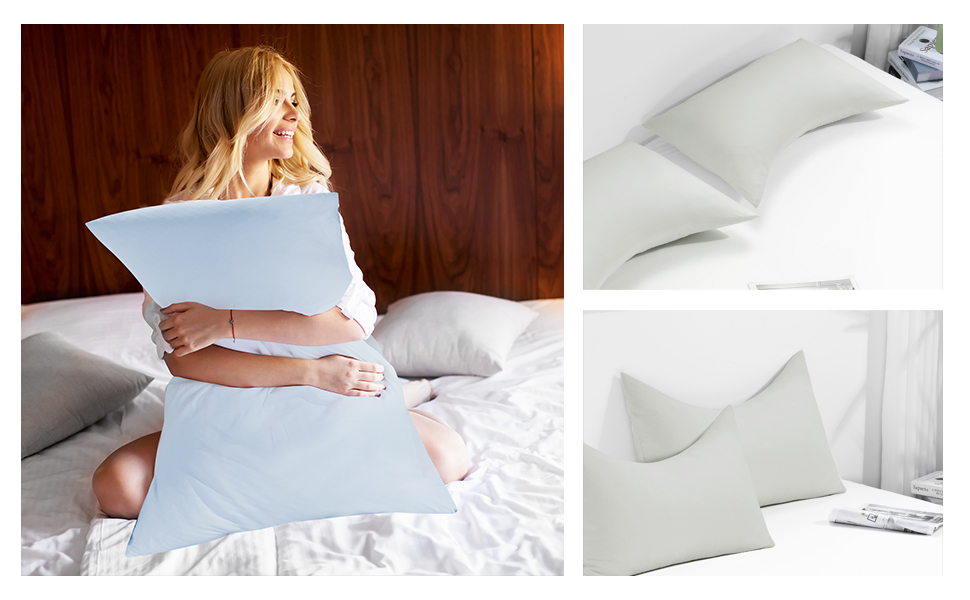 HOMBYS King Size Light Blue Cooling Curved Pillow Cases with Zipper Design - Luxurious & Breathable, Machine Washable 657eb1c1 0163 43a6 A1f1 579110838d6e. CR0,0,970,600 PT0 SX970 V1
