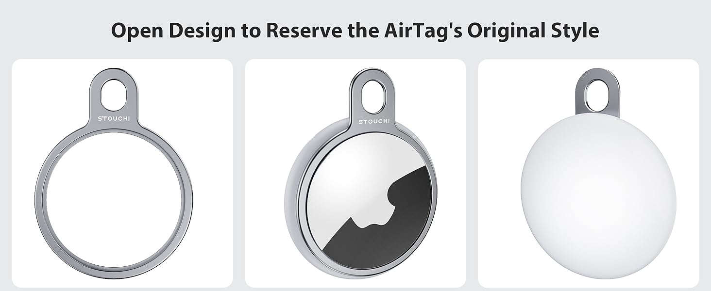 [2Pack] Stouchi AirTag Keyring Stainless Steel Air Tag Case Holder