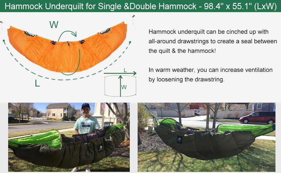 ayamaya Hammock Underquilt Large Size 250x130cm Full Length 3 Season