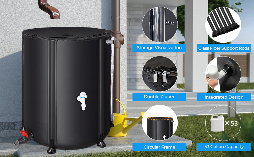 Rain Barrels to Collect Rainwater from Gutter Portable Water Storage
