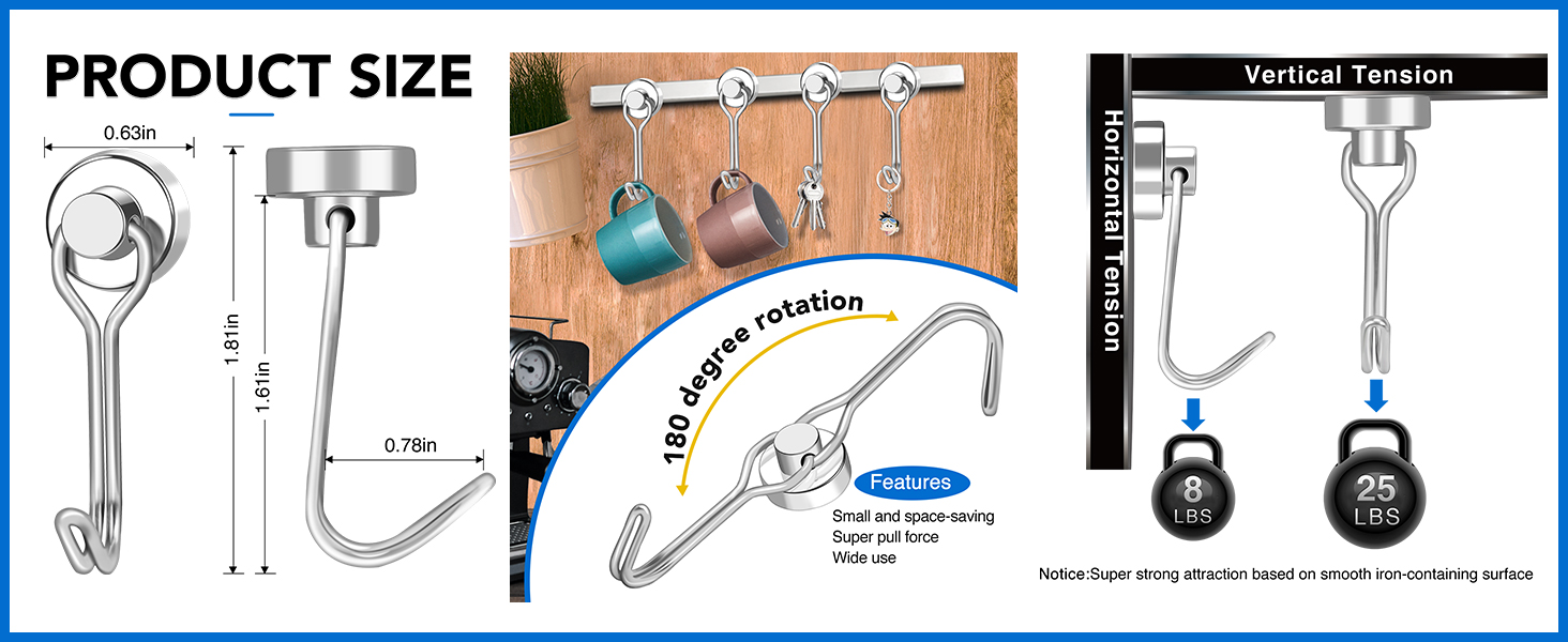 LOVIMAG Strong Hooks, 25LBS Swivel Hooks