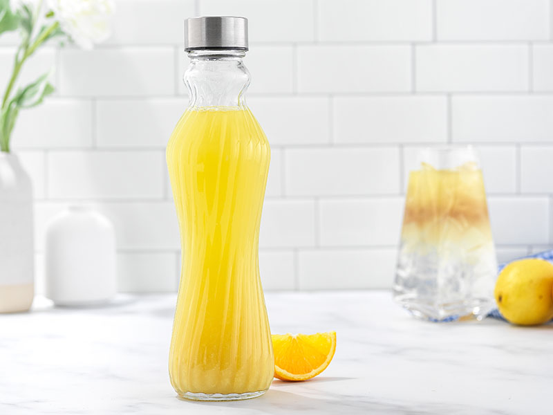 JoyJolt Fluted Glass Water Bottles Set of 618 oz Glass