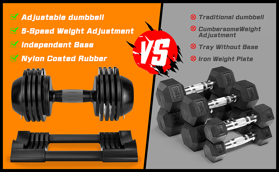 Lostcat Adjustable Dumbbells 52LBs, Single Dumbbells 1Sec